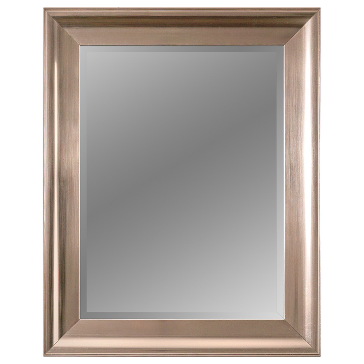 Traditional Brushed Nickel Framed Wall Vanity Mirror