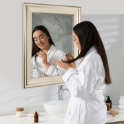 Traditional Brushed Nickel Framed Wall Vanity Mirror