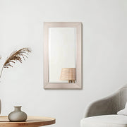 Brushed Nickel Rectangular Framed Beveled Wall Mirror