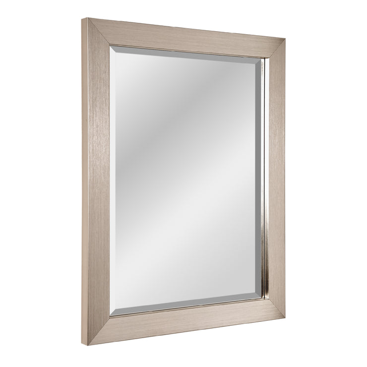 Brushed Nickel Rectangular Framed Beveled Wall Mirror