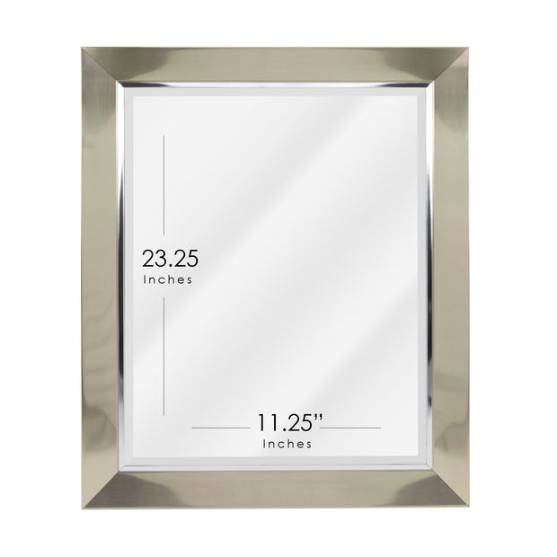 Brushed Nickel Frame Vanity Mirror with Chrome Liner