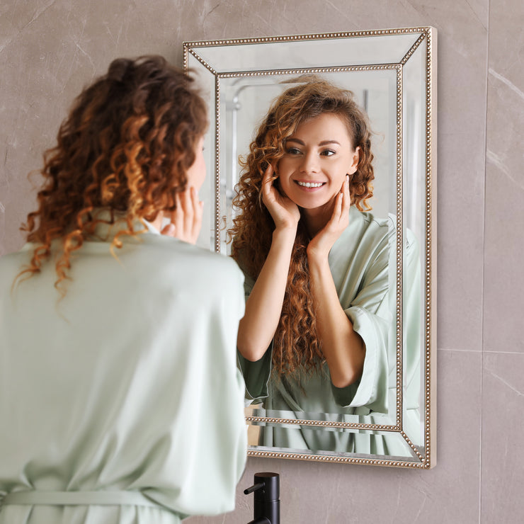 Metro Beaded Glass Framed Vanity Mirror