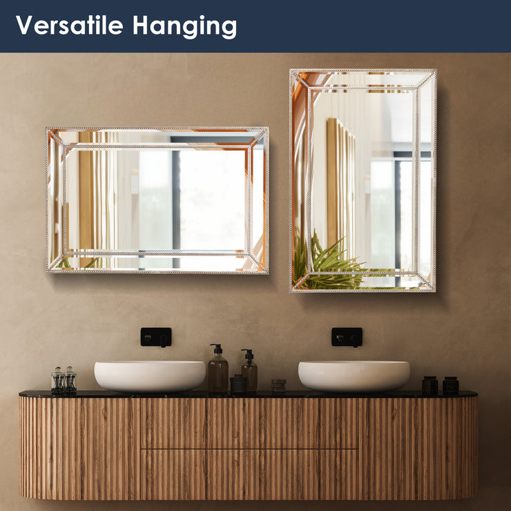 Metro Beaded Glass Framed Vanity Mirror