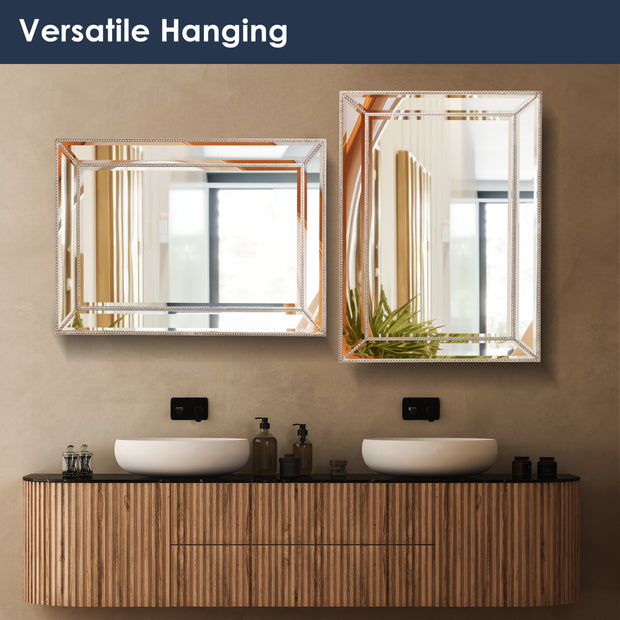 Metro Beaded Glass Framed Vanity Mirror