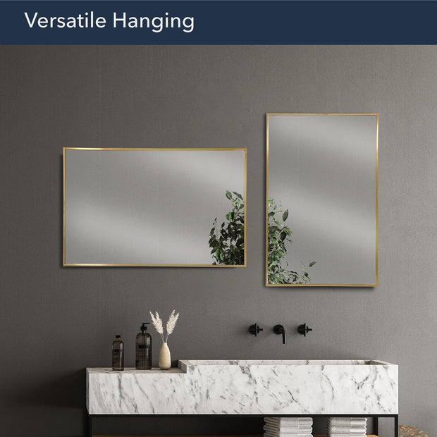 Nordic Stainless Steel Thin Framed Rectanular Bathroom Vanity Wall Mirror