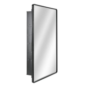 Black Metal Recessed Medicine Cabinet with Beveled Mirror