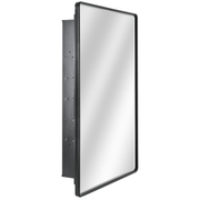 Black Metal Recessed Medicine Cabinet with Beveled Mirror