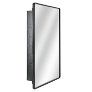 Black Metal Recessed Medicine Cabinet with Beveled Mirror