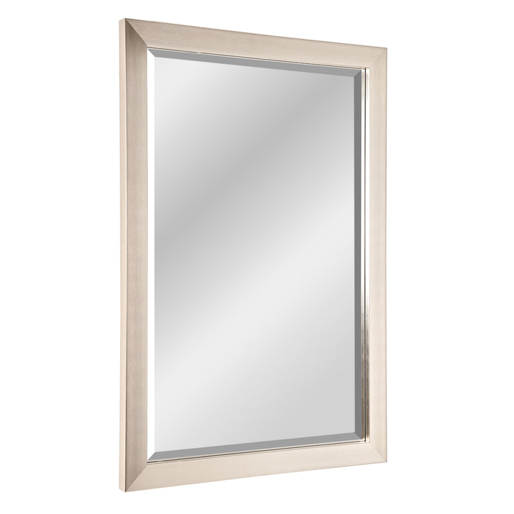 Brushed Nickel Rectangular Framed Beveled Wall Mirror