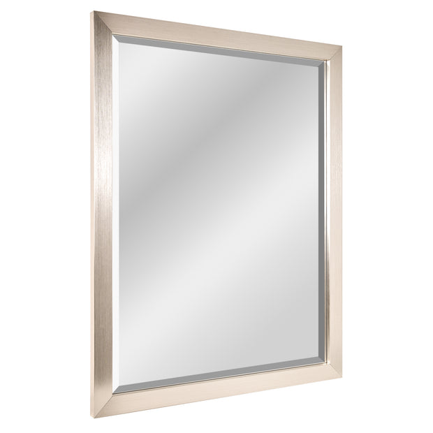 Brushed Nickel Rectangular Framed Beveled Wall Mirror