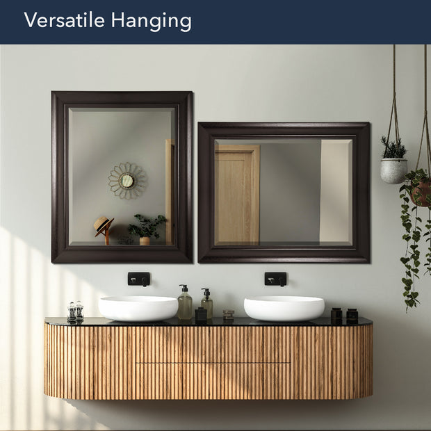 Espresso Rectangular Framed Wall Vanity Mirror