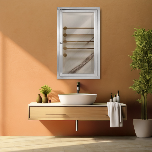 Brushed Nickel Recessed Framed Medicine Cabinet