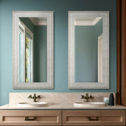 Full Sized White Driftwood Framed Leaner or Wall Mount Beveled Dressing Mirror