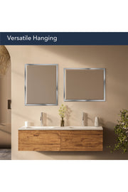 Brushed Chrome Framed Wall Mirror with Beveled Edge