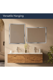 Brushed Chrome Framed Wall Mirror with Beveled Edge