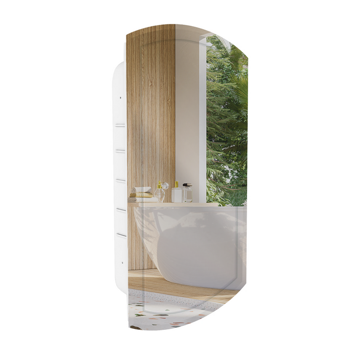 Arched V-Groove Recessed Frameless Medicine Cabinet