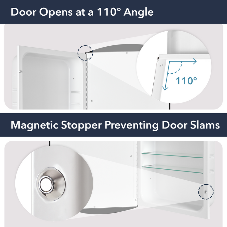 Arched V-Groove Recessed Frameless Medicine Cabinet