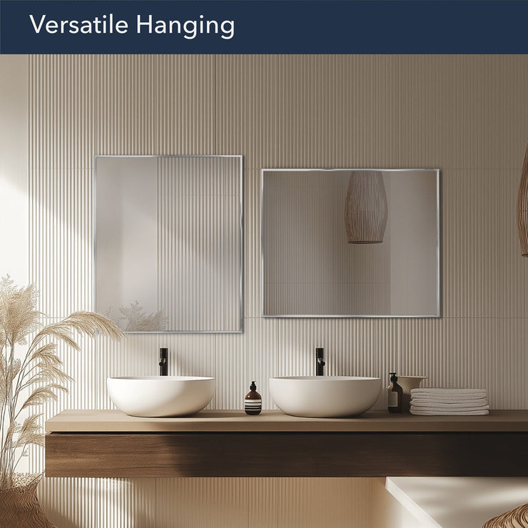 Nordic Stainless Steel Thin Framed Rectanular Bathroom Vanity Wall Mirror