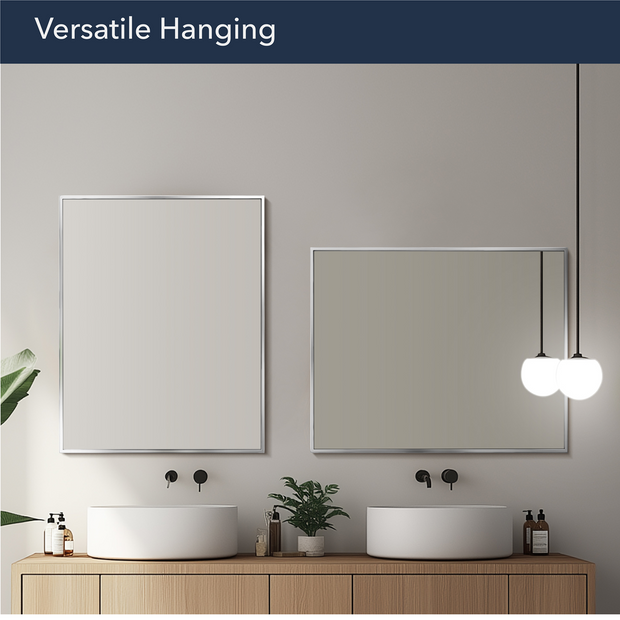 Polished Chrome Stainless Steel Float Framed Wall Mirror