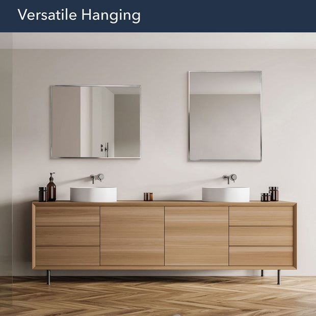 Nordic Stainless Steel Thin Framed Rectanular Bathroom Vanity Wall Mirror