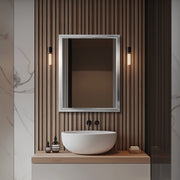 Brushed Nickel and Chrome Metal Framed Wall Mirror