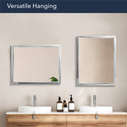 Brushed Nickel and Chrome Metal Framed Wall Mirror