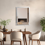 Brushed Nickel and Chrome Metal Framed Wall Mirror