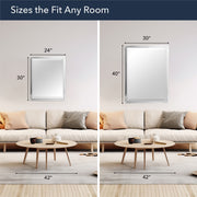 Brushed Nickel and Chrome Metal Framed Wall Mirror