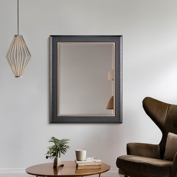 Alderton Black and Silver Framed Mirror with Pewter Liner