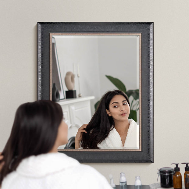 Alderton Black and Silver Framed Mirror with Pewter Liner
