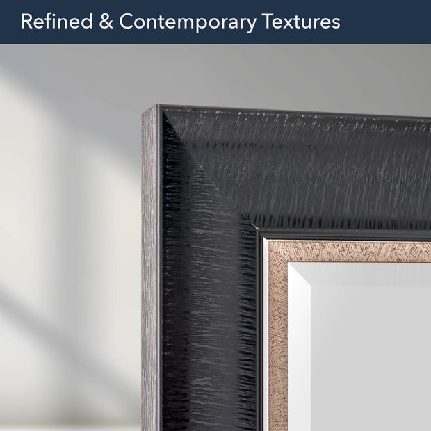 Alderton Black and Silver Framed Mirror with Pewter Liner