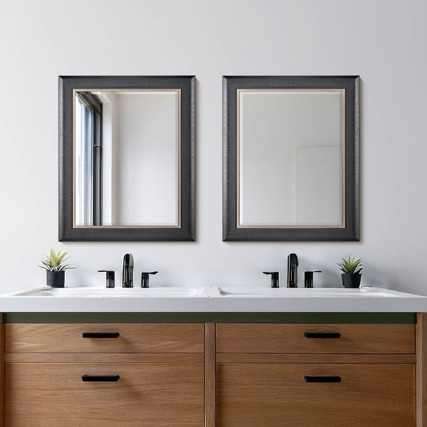 Alderton Black and Silver Framed Mirror with Pewter Liner