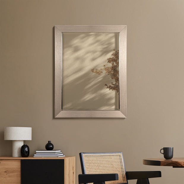 Brushed Nickel Rectangular Framed Beveled Wall Mirror