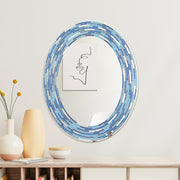 Head West Oval Frameless Reeded Tiled Printed Wall Vanity Mirror