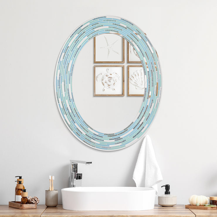 Head West Oval Frameless Reeded Tiled Printed Wall Vanity Mirror