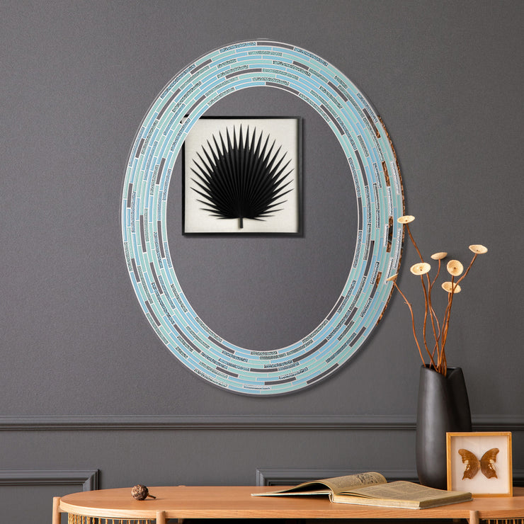 Head West Oval Frameless Reeded Tiled Printed Wall Vanity Mirror