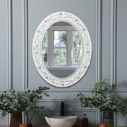 Head West Oval Frameless Frosted Etched Wall Vanity Mirror