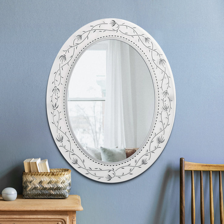 Head West Oval Frameless Frosted Etched Wall Vanity Mirror