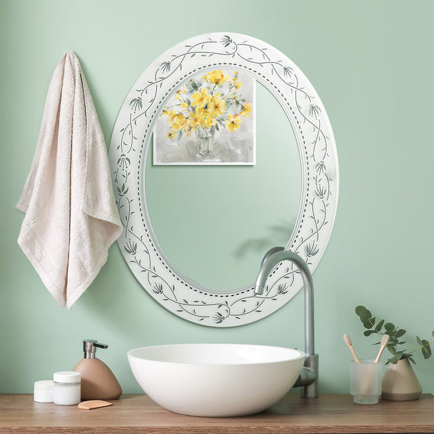 Head West Oval Frameless Frosted Etched Wall Vanity Mirror