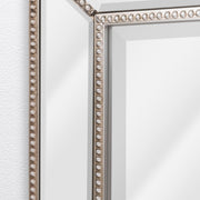 Champagne Silver Metro Beaded Glass Framed Vanity Mirror