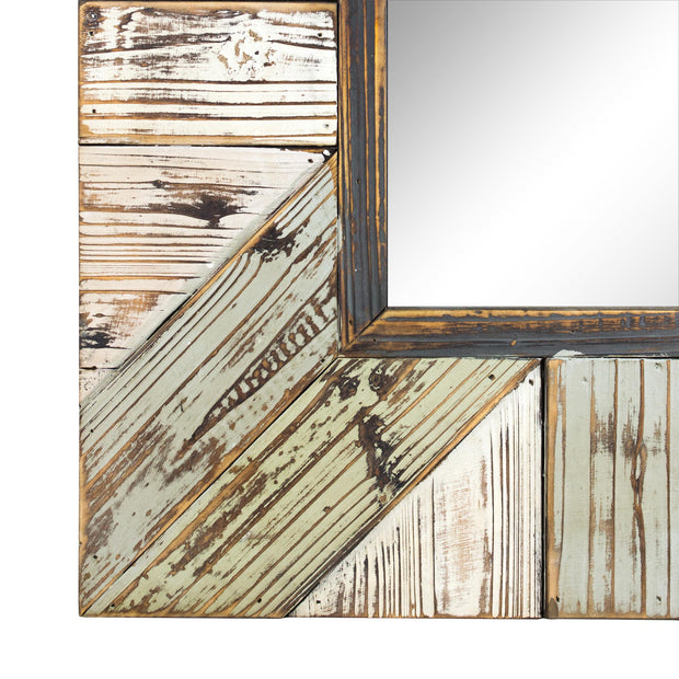 Rustic Wood Plank Framed Farmhouse Rectangular Wall Mirror