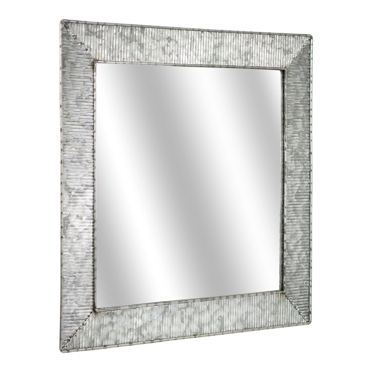 Small Fluted Galvanized Metal Framed Square Wall Accent Mirror