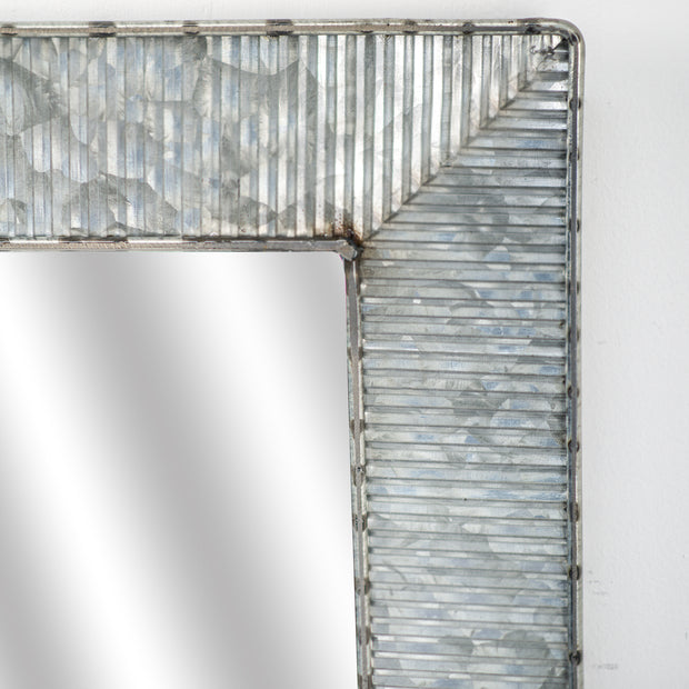 Small Fluted Galvanized Metal Framed Square Wall Accent Mirror