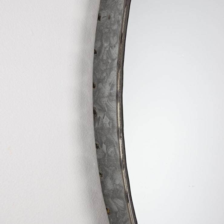 Black Ripple Textured Galvanized Metal Framed Round Wall Mirror