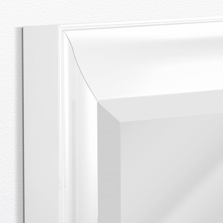 Contemporary White Framed Beveled Wall Mirror