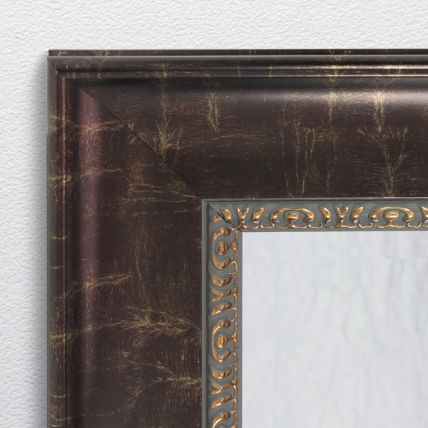Distressed Embossed Bronze Framed Wall Vanity Mirror