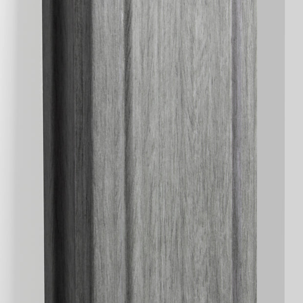 Woodgrain Textured Gray Rectangle Framed Beveled Edge Mirror