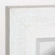 Textured Wood Plank Whitewashed Rectangle Framed Beveled Mirror