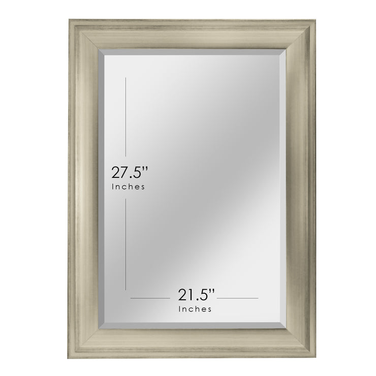 Distressed Silver Two-Step Rectangular Framed Beveled Mirror