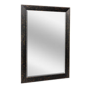 Beaded Textured Distressed Black and Gold Framed Beveled Mirror
